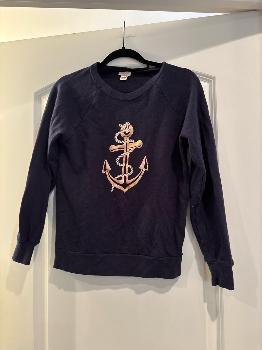 J. Crew Factory Navy Sweatshirt with Rose Gold Anchor